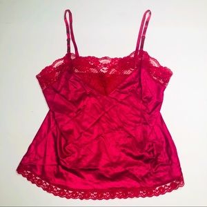 VTG 60s/70s Bari Camisole Lingerie Top Slip Red, S